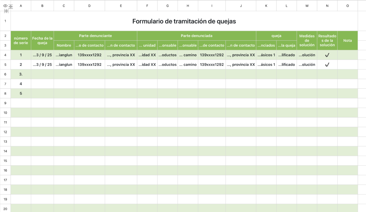 Formulario de tramitación de quejas